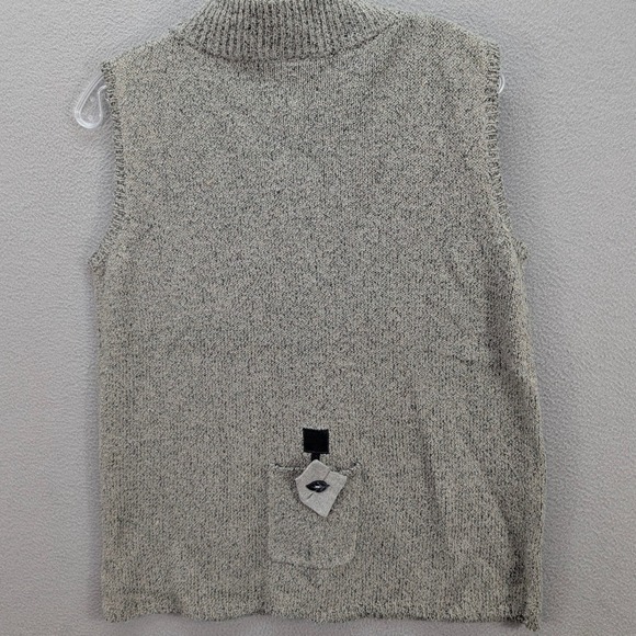 Kindred Spirit Sweater Womens Size L Knit Silk Linen Mock Neck Slv Pocket Gray - Picture 1 of 10
